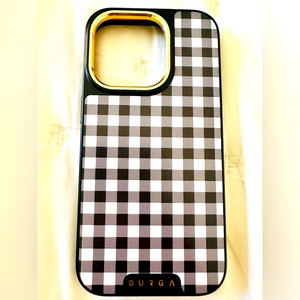 BURGA iPhone 14 Pro Elite Dark MagSafe Tea Time Checker Black & White Phone Case